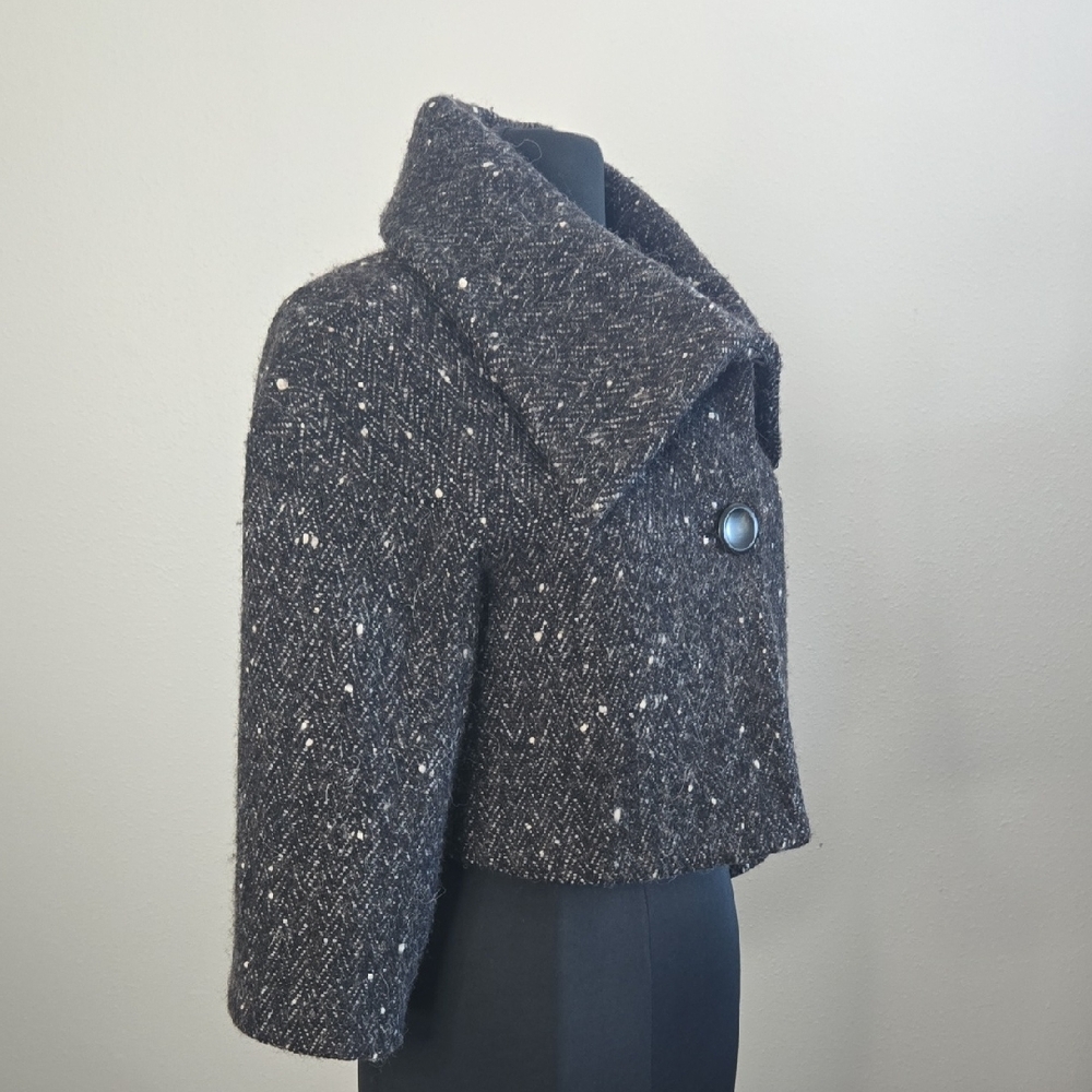 UNITED COLORS OF BENETTON Black Tweed Crop Swing Jacket - Picture 2 of 10